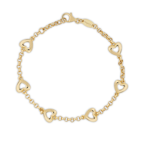 asprey Hearts Bracelet in Sterling Silver Gilt