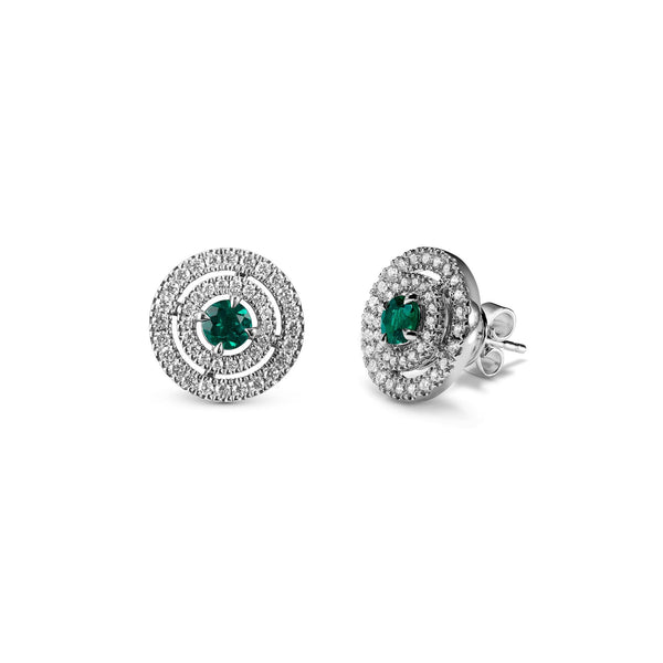 asprey Platinum Earrings with Emerald and Diamonds