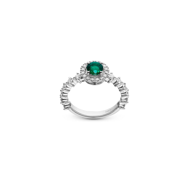 asprey Platinum Ring with Emerald and Diamonds