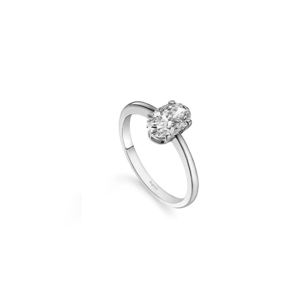 asprey Platinum Ring with Oval Cut Diamond