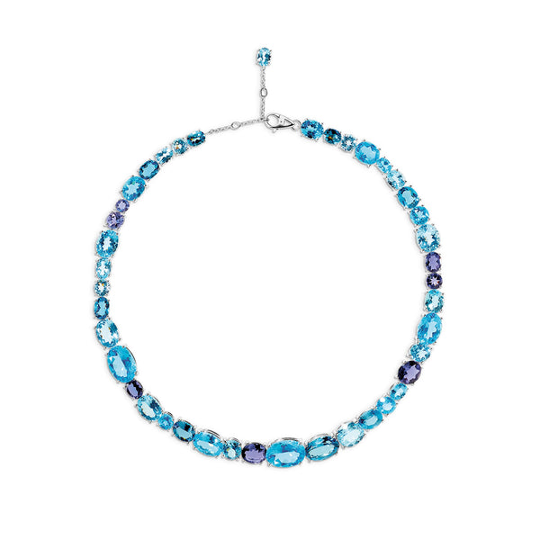asprey Chaos Necklace in 18ct White Gold with Blue Topaz and Iolites