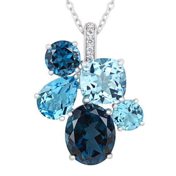 Asprey Chaos Pendant In 18ct White Gold With Blue Topaz