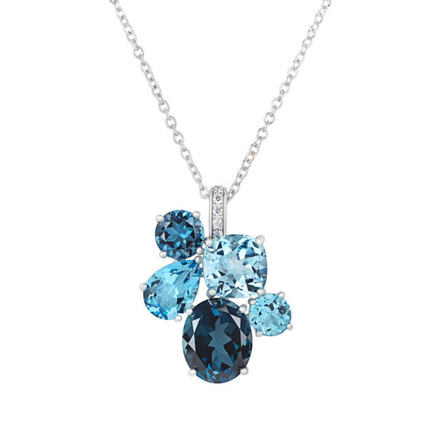 asprey Chaos Pendant in 18ct White Gold with Blue Topaz