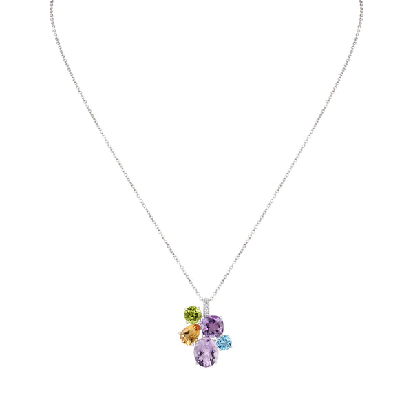 Asprey Chaos Pendant In 18ct White Gold With Multicoloured Gemstones