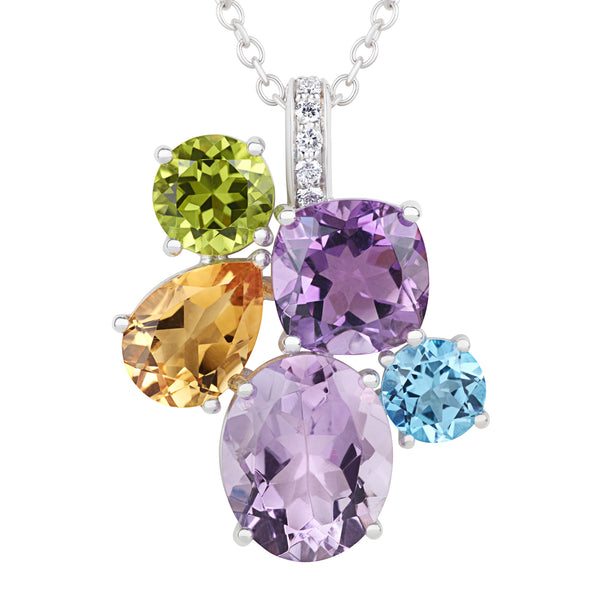Asprey Chaos Pendant In 18ct White Gold With Multicoloured Gemstones