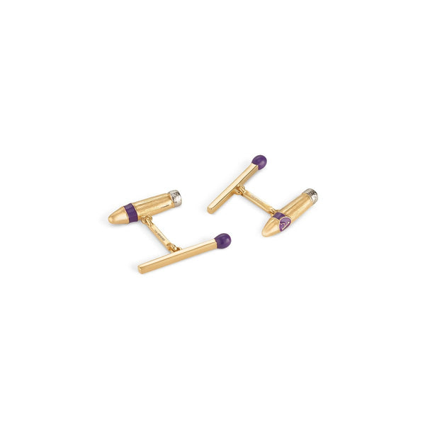 asprey Cigar & Match Cufflinks in Sterling Silver Gilt & Enamel