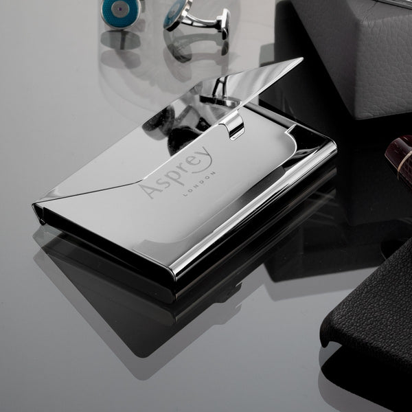 Asprey Classic Business Card Case In Sterling Silver