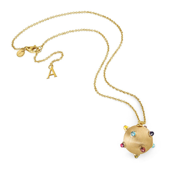 Asprey Cosmic Ausum Sputnik Pendant In 18ct Yellow Gold With Multicoloured Gemstones