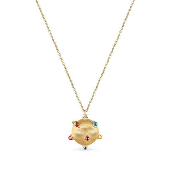 asprey Cosmic Ausum Sputnik Pendant in 18ct Yellow Gold with Multicoloured Gemstones