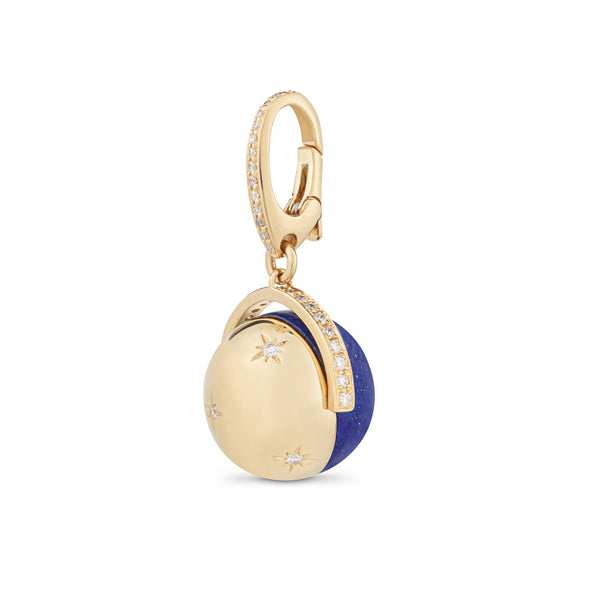 Asprey Cosmic Orbit Charm In 18ct Yellow Gold With Lapis And Diamonds