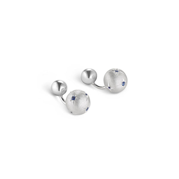 asprey Cosmic Shooting Stars Cufflinks in 18ct White Gold with Sapphire