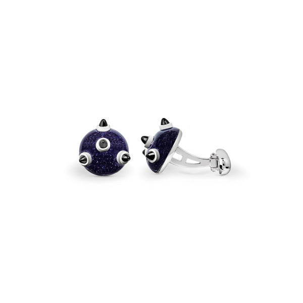 Asprey Cosmic Sputnik Cufflinks In 18ct White Gold With Onyx