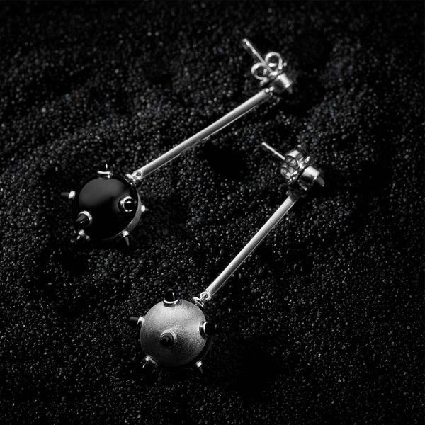 Asprey Cosmic Sputnik Eclipse Drop Earrings In 18ct White Gold With Onyx