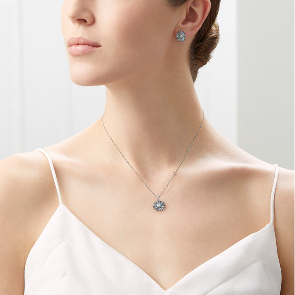 Asprey Daisy Earrings In 18ct White Gold With Aquamarine And Diamonds