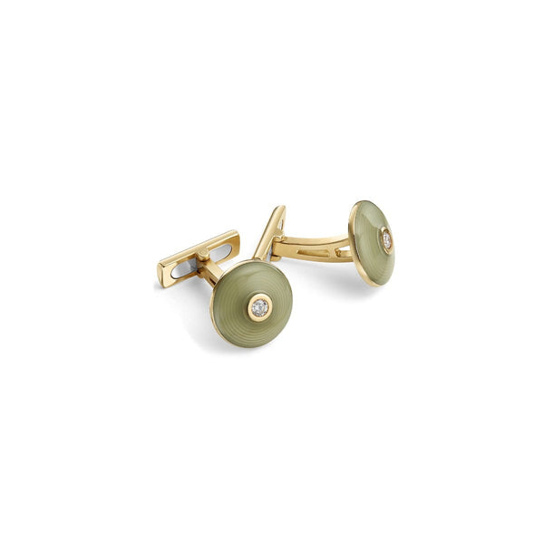 asprey Dome Enamel & Diamond Cufflinks in 18ct Yellow Gold