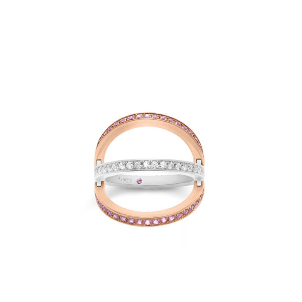 Asprey Flip Ring In 18ct White Gold With Pink Sapphire And Diamonds