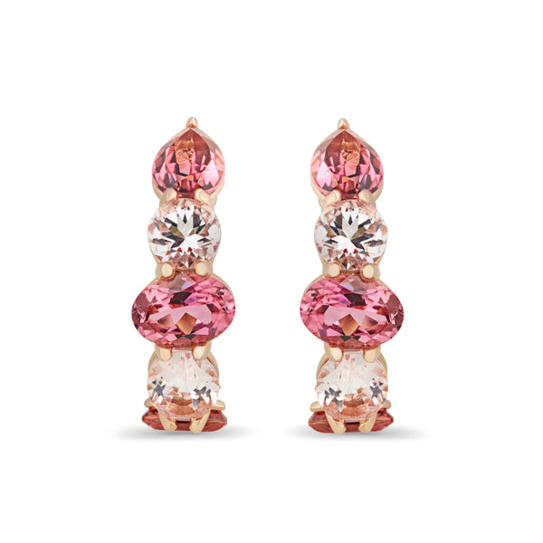Asprey Mini Chaos Earrings In 18ct Rose Gold With Morganite And Pink Tourmaline