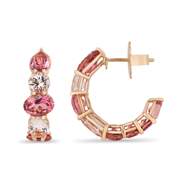 Asprey Mini Chaos Earrings In 18ct Rose Gold With Morganite And Pink Tourmaline