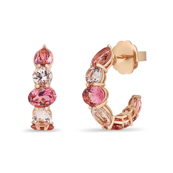 asprey Mini Chaos Earrings in 18ct Rose Gold with Morganite and Pink Tourmaline