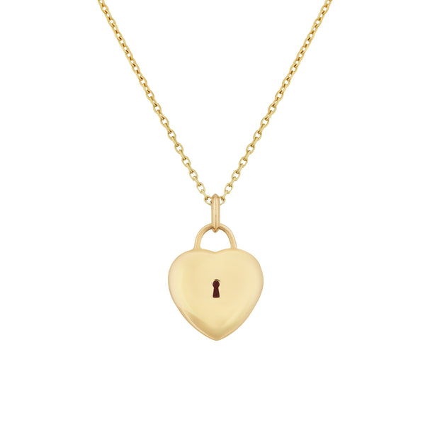 Asprey Padlock Heart Pendant In 18ct Yellow Gold With Rubelite & Diamonds