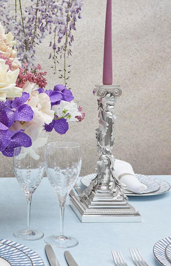 Asprey Pair Of Woodland Oak Candlesticks In Sterling Silver