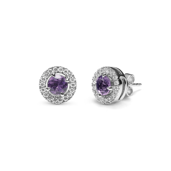 asprey Platinum Earrings with Amethyst and Diamonds
