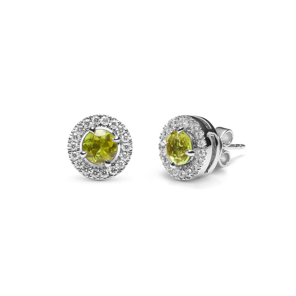 asprey Platinum Earrings with Green Peridot and Diamonds