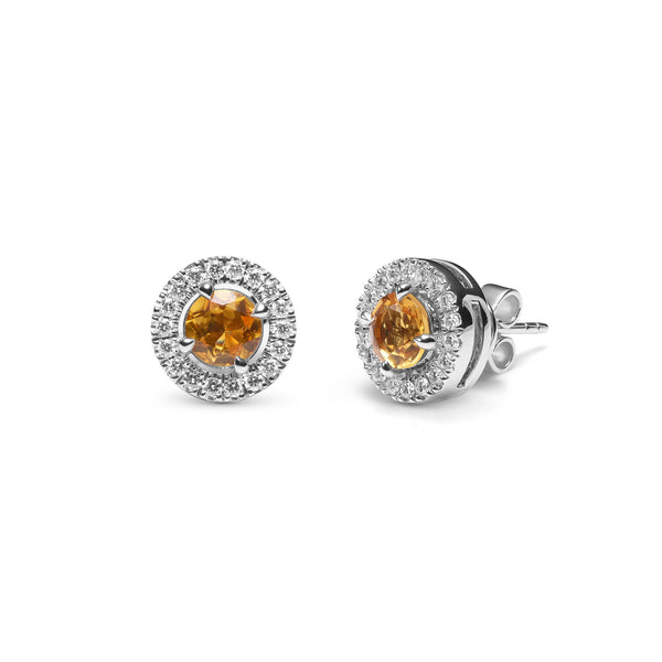 asprey Platinum Earrings with Yellow Citrine and Diamonds