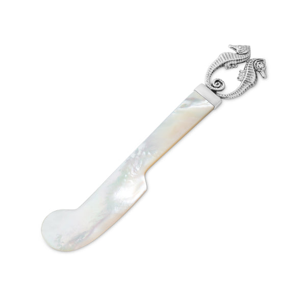 asprey Seahorse Caviar Spreader in Sterling Silver & Mother of Pearl