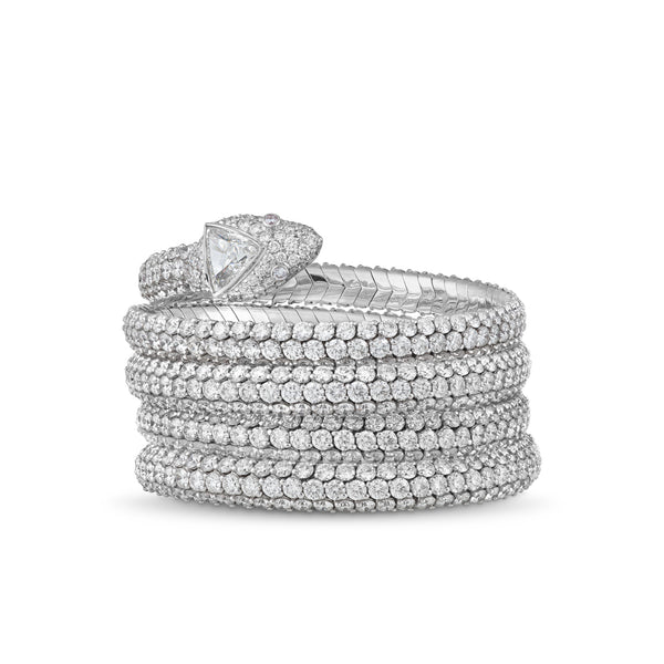 Asprey Snake Bangle In 18ct White Gold With Diamonds
