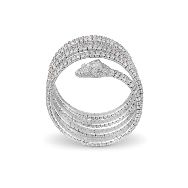 Asprey Snake Bangle In 18ct White Gold With Diamonds