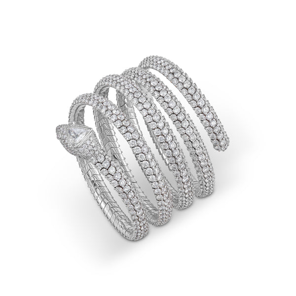 asprey Snake Bangle in 18ct White Gold with Diamonds