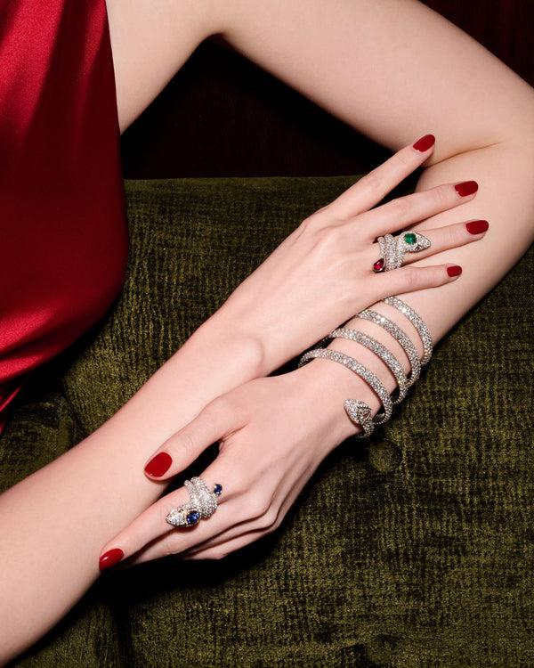 Asprey Snake Ring In 18ct Gold With Multicoloured Gemstones