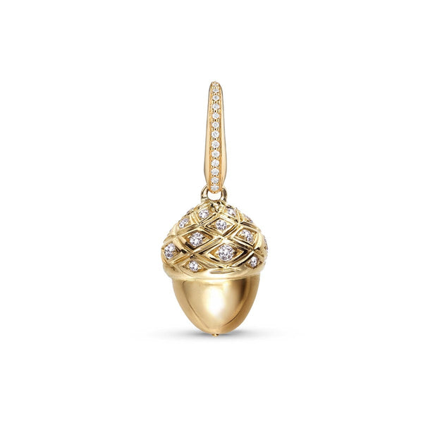 asprey Woodland Acorn Charm in 18ct Yellow Gold with Diamonds