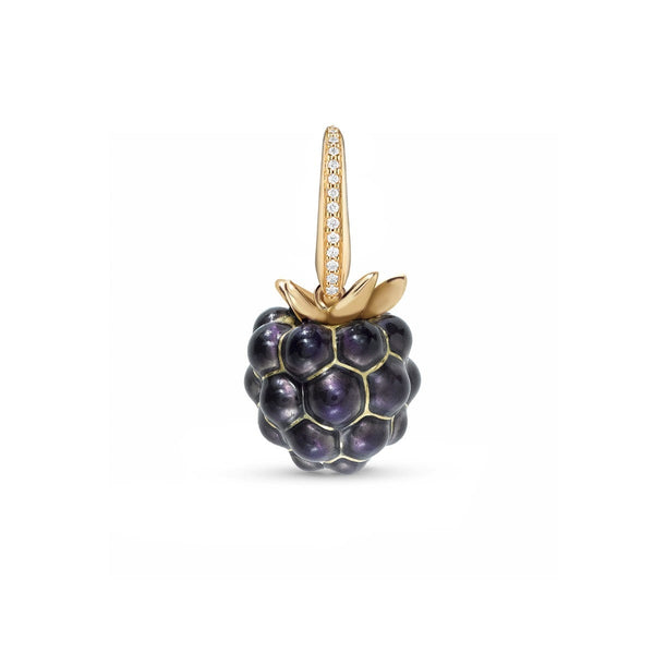 asprey Woodland Blackberry Charm in Enamelled 18ct Yellow Gold with Diamonds