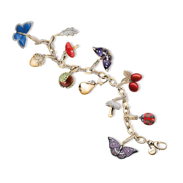 Asprey Woodland Blue Butterfly Charm In Enamelled 18ct Yellow Gold With Diamonds