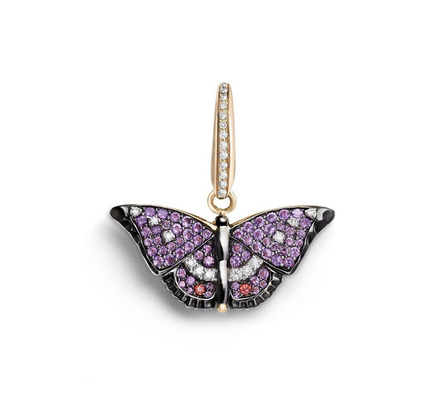 asprey Woodland Butterfly Charm in 18ct Yellow Gold with Amethysts