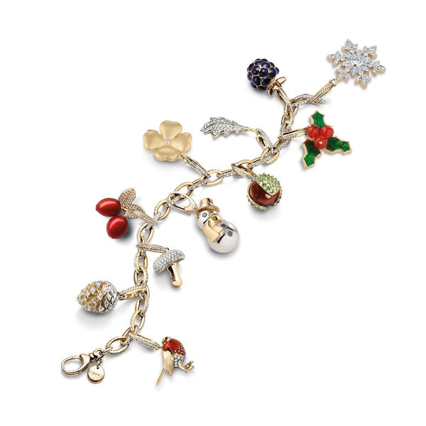 Asprey Woodland Clover Charm In 18ct Yellow Gold With Diamonds