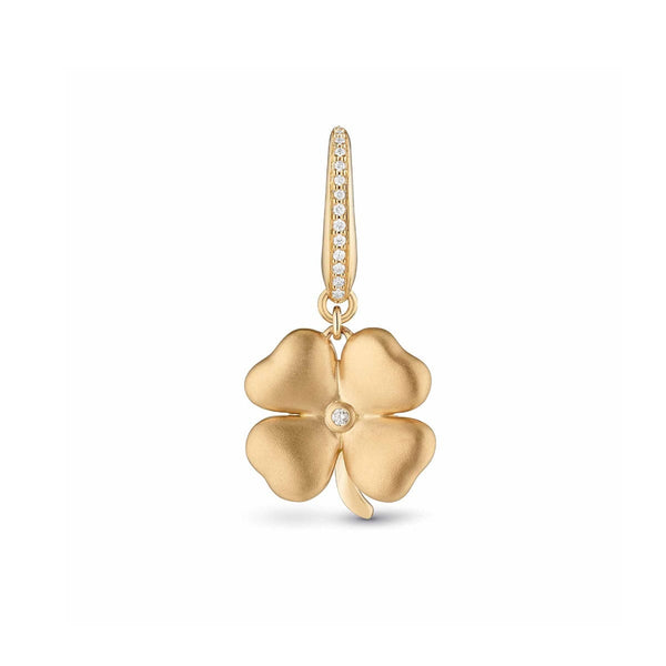 asprey Woodland Clover Charm in 18ct Yellow Gold with Diamonds