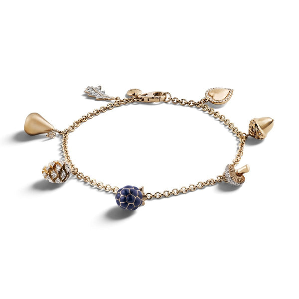 asprey Woodland Mini Charm Bracelet in 18ct Yellow Gold
