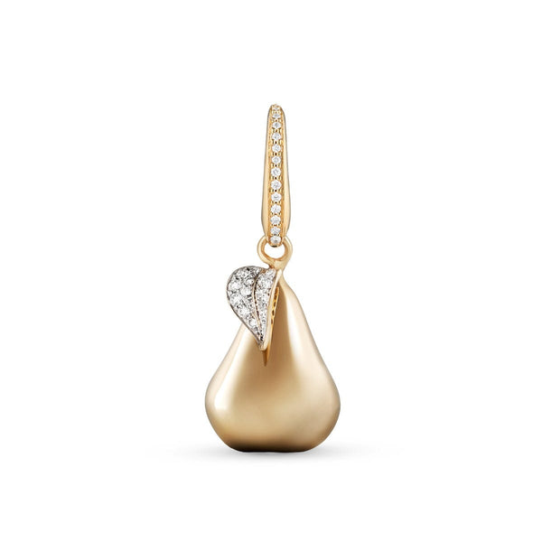 asprey Woodland Pear Charm in 18ct Yellow Gold with Diamonds