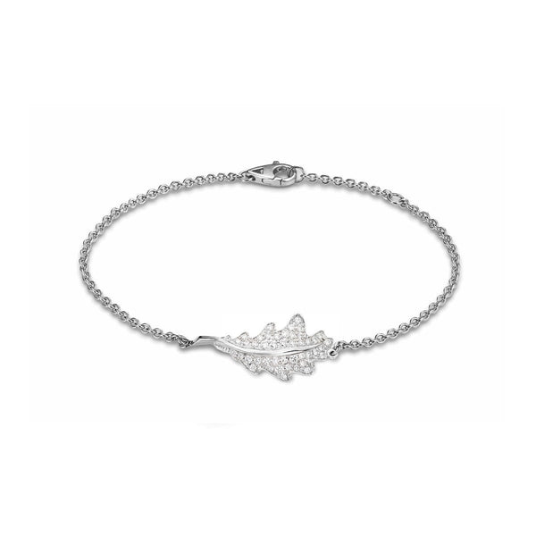 asprey Woodland Single Oak Leaf Bracelet in 18ct White Gold with Diamonds
