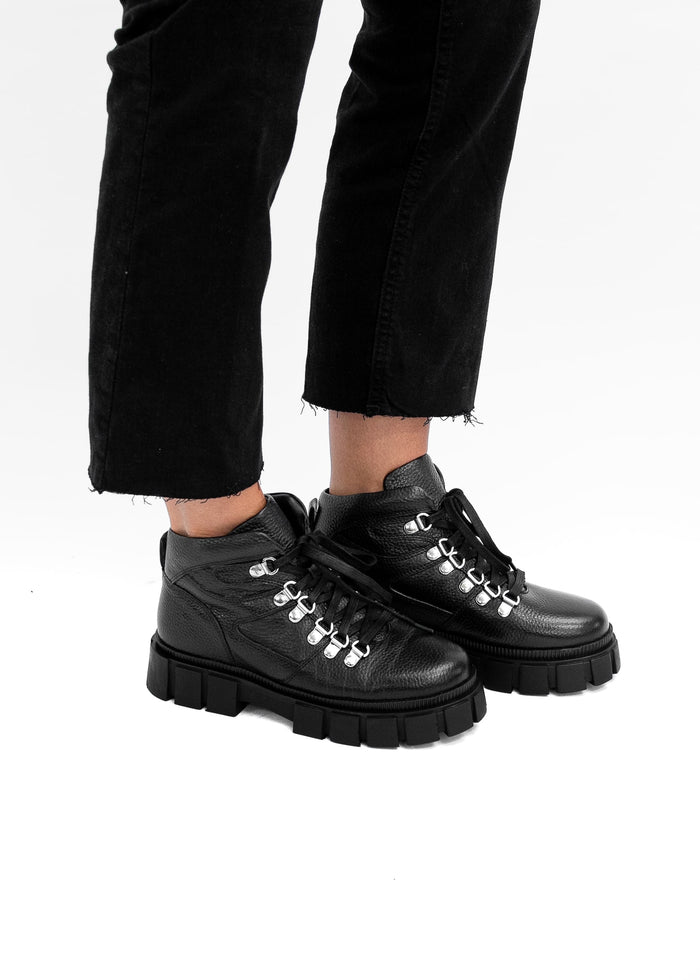 Asra Borage Black Lace Up Boot