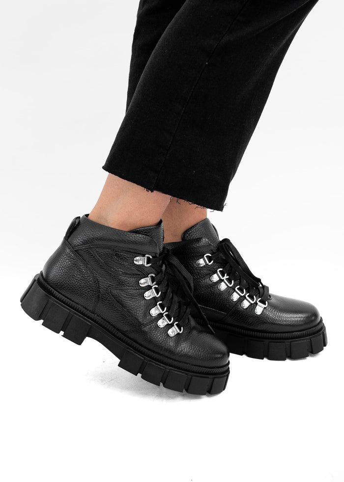 Asra Borage Black Lace Up Boot