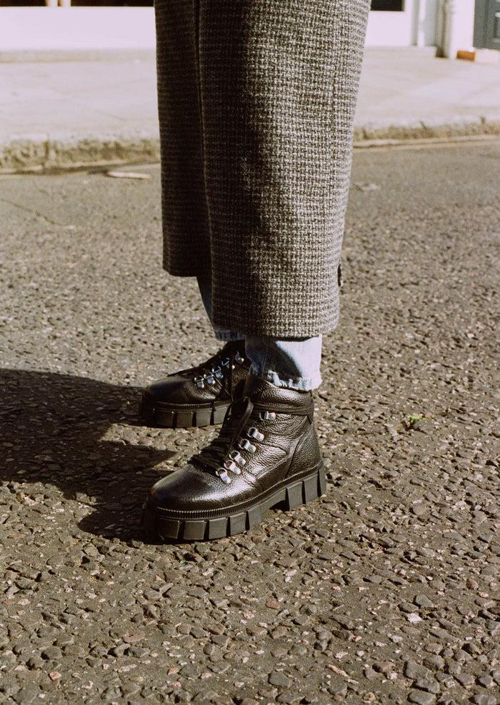 asra Borage Black Lace Up Boot