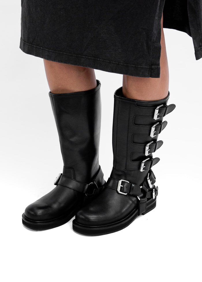Asra Cantaloupe - Black Buckle Boot