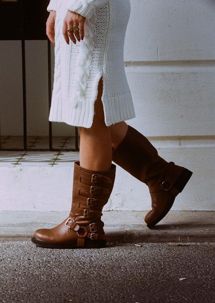 Asra Cantaloupe - Rich Tan Buckle Boot