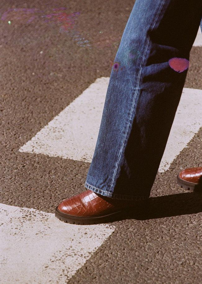 asra Clovie Tawny Croc Chelsea Boot