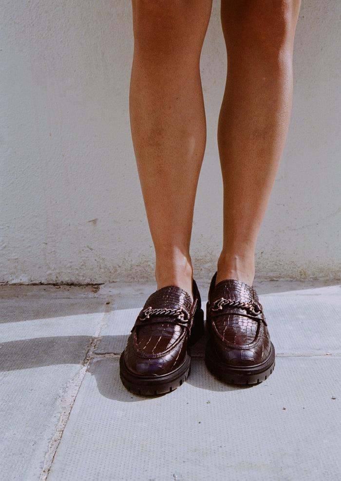 asra Francine Mocha Croc Loafer