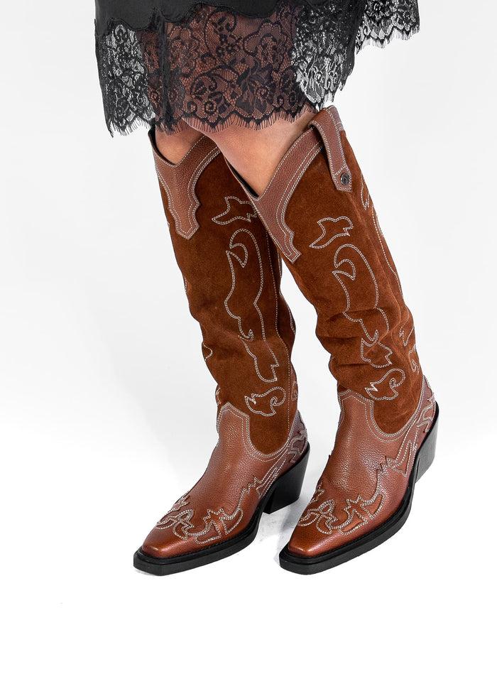 Asra Kaja Rich Tan Western Boot